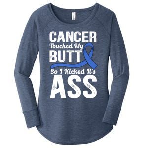 Cancer Touched My Butt So I Kicked It's Ass Colon Cancer Women's Perfect Tri Tunic Long Sleeve Shirt