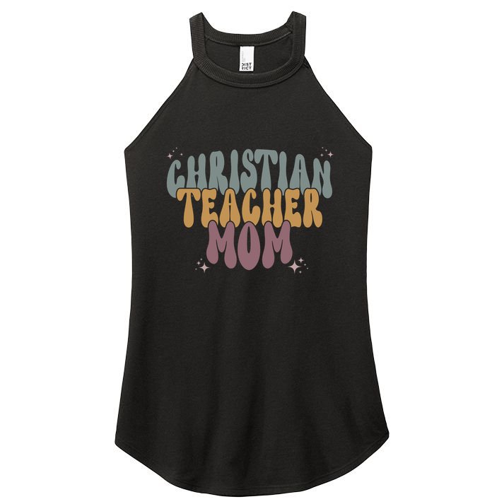 Christian Teacher Mom Retro Women's Perfect Tri Rocker Tank