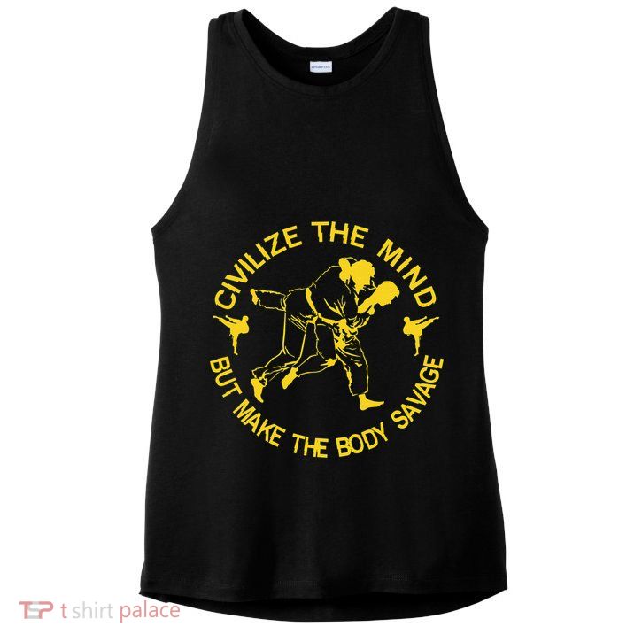 Civilize The Mind But Make The Body Savage MMA BJJ Jiu Jitsu Ladies PosiCharge Tri-Blend Wicking Tank