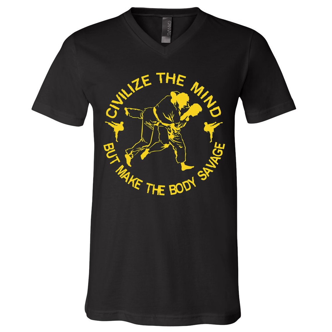 Civilize The Mind But Make The Body Savage MMA BJJ Jiu Jitsu V-Neck T-Shirt