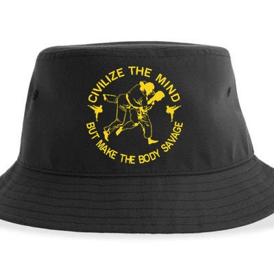 Civilize The Mind But Make The Body Savage MMA BJJ Jiu Jitsu Sustainable Bucket Hat