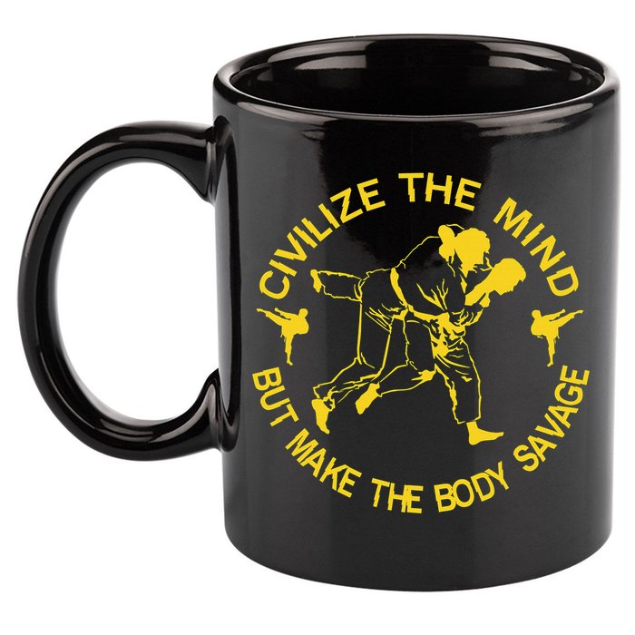 Civilize The Mind But Make The Body Savage MMA BJJ Jiu Jitsu 11oz C Handle Ceramic Mug
