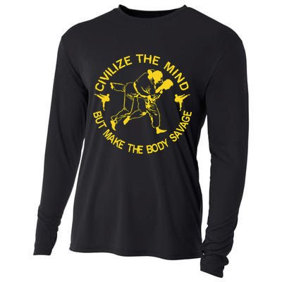 Civilize The Mind But Make The Body Savage MMA BJJ Jiu Jitsu Cooling Performance Long Sleeve Crew