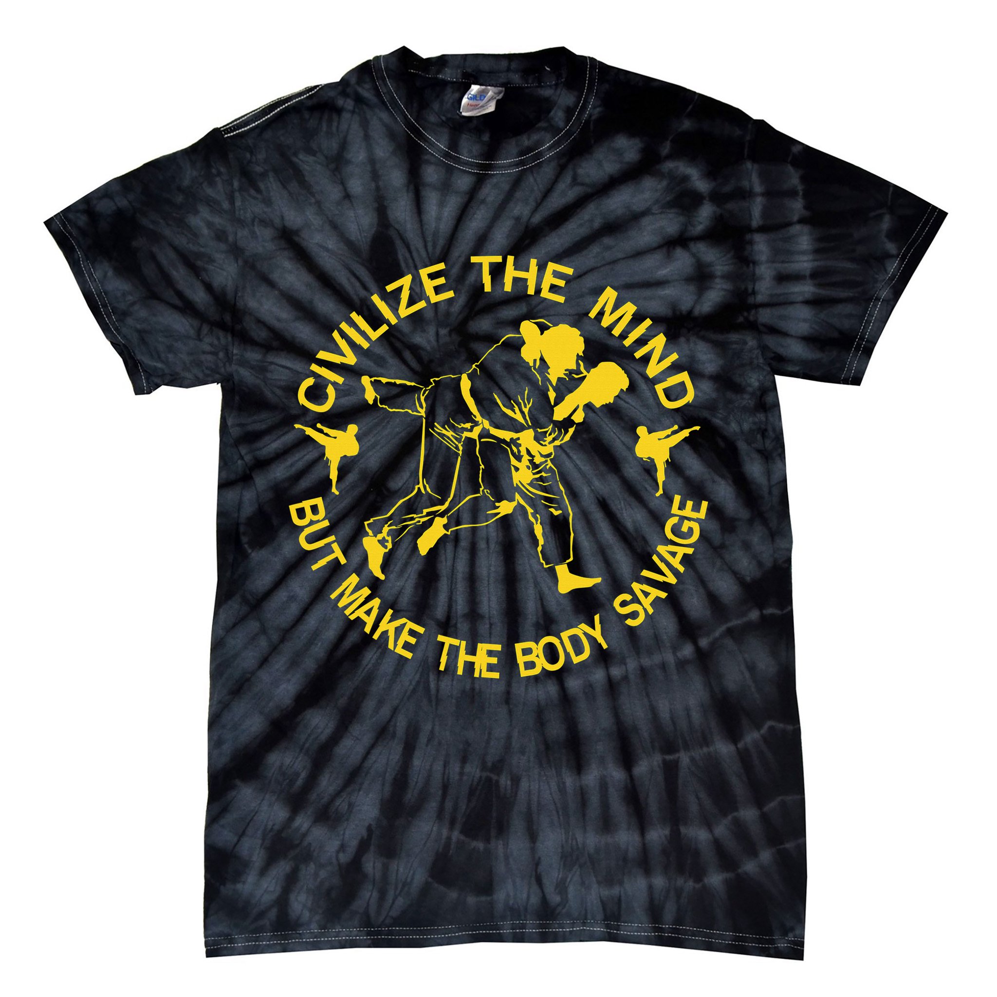 Civilize The Mind But Make The Body Savage MMA BJJ Jiu Jitsu Tie-Dye T-Shirt