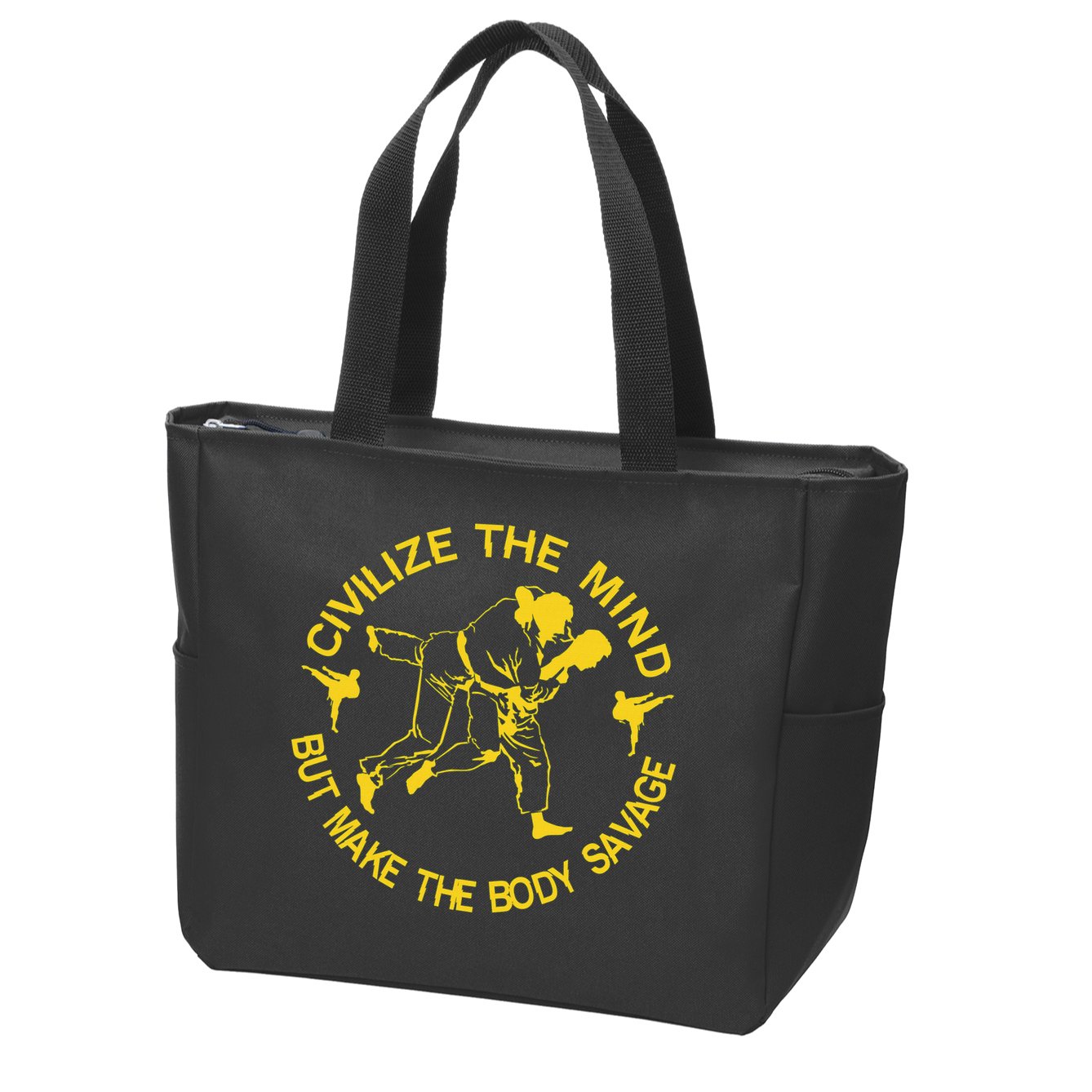 Civilize The Mind But Make The Body Savage MMA BJJ Jiu Jitsu Zip Tote Bag
