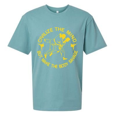 Civilize The Mind But Make The Body Savage MMA BJJ Jiu Jitsu Sueded Cloud Jersey T-Shirt