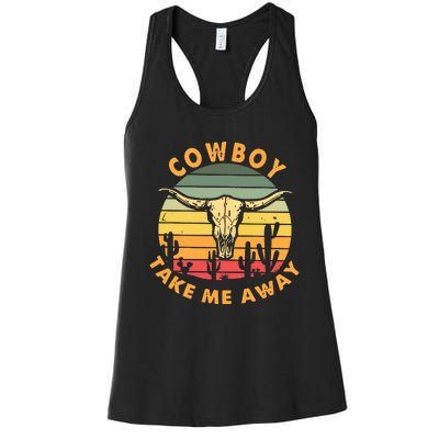 Cowboy Take Me Away Western Graphic Women's Racerback Tank