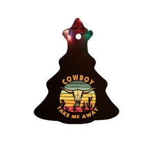 Cowboy Take Me Away Western Graphic Ceramic Tree Ornament