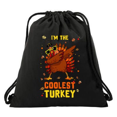 Coolest Turkey Matching Family Group Thanksgiving Party PJ Drawstring Bag