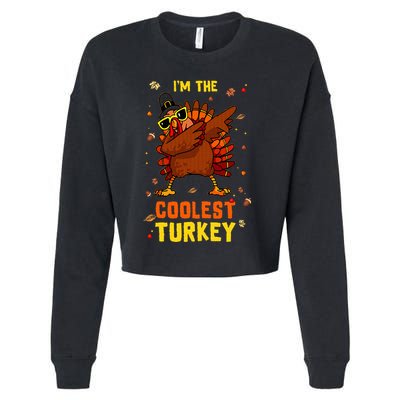 Coolest Turkey Matching Family Group Thanksgiving Party PJ Cropped Pullover Crew