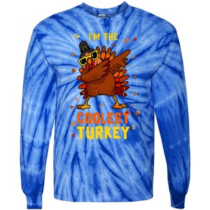 Coolest Turkey Matching Family Group Thanksgiving Party PJ Tie-Dye Long Sleeve Shirt