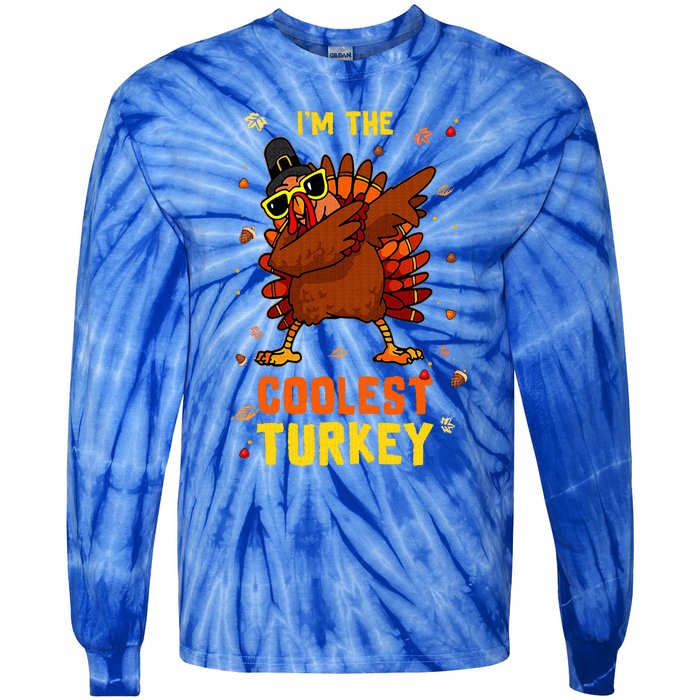 Coolest Turkey Matching Family Group Thanksgiving Party PJ Tie-Dye Long Sleeve Shirt