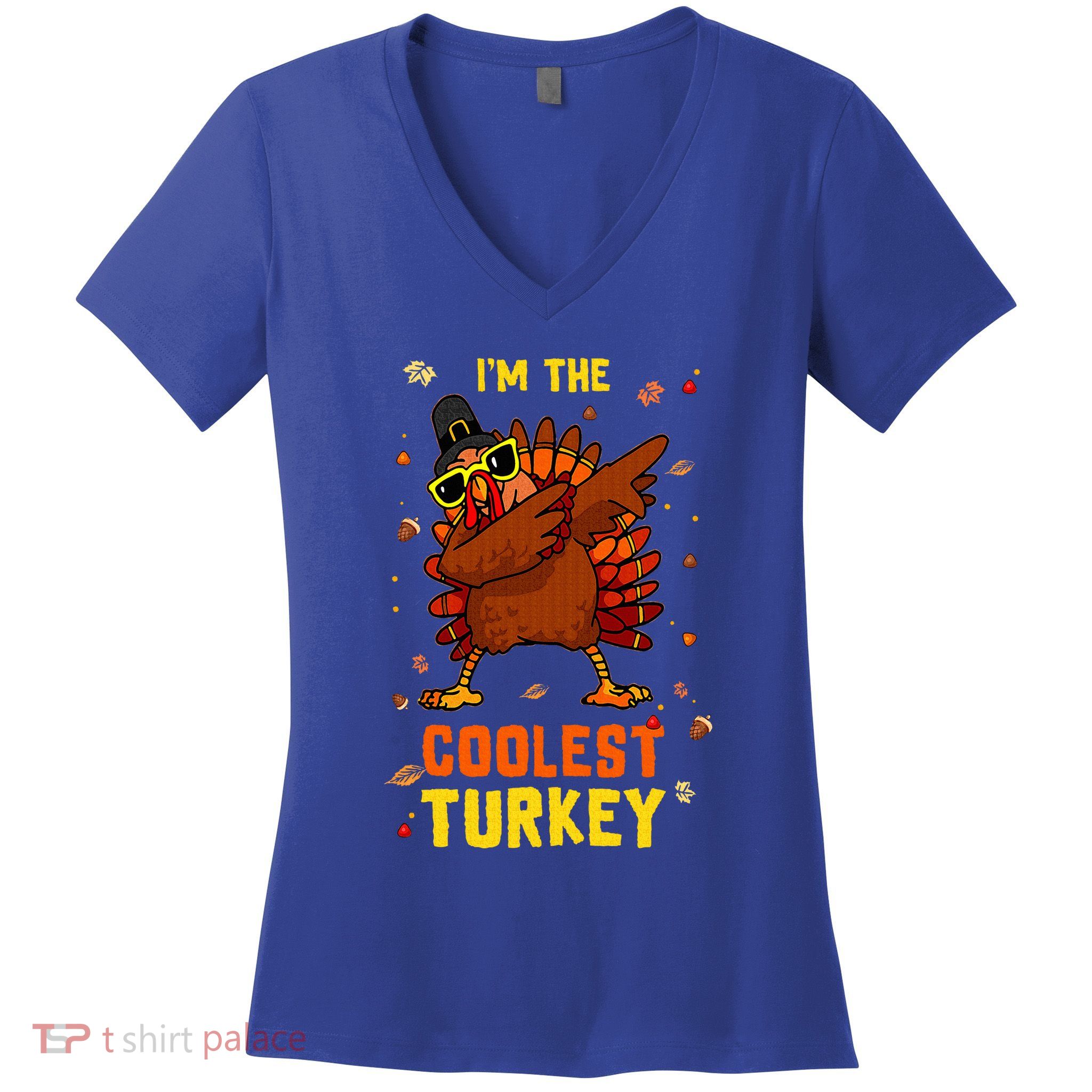 Coolest Turkey Matching Family Group Thanksgiving Party PJ Women's V-Neck T-Shirt