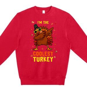 Coolest Turkey Matching Family Group Thanksgiving Party PJ Premium Crewneck Sweatshirt