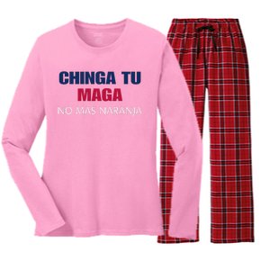 Chinga Tu Maga No Mas Naranja Funny Apparel Women's Long Sleeve Flannel Pajama Set 