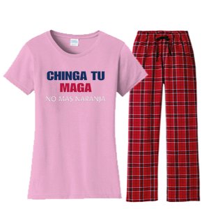 Chinga Tu Maga No Mas Naranja Funny Apparel Women's Flannel Pajama Set