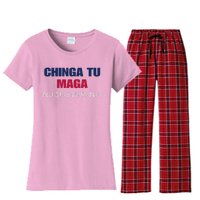 Chinga Tu Maga No Mas Naranja Funny Apparel Women's Flannel Pajama Set