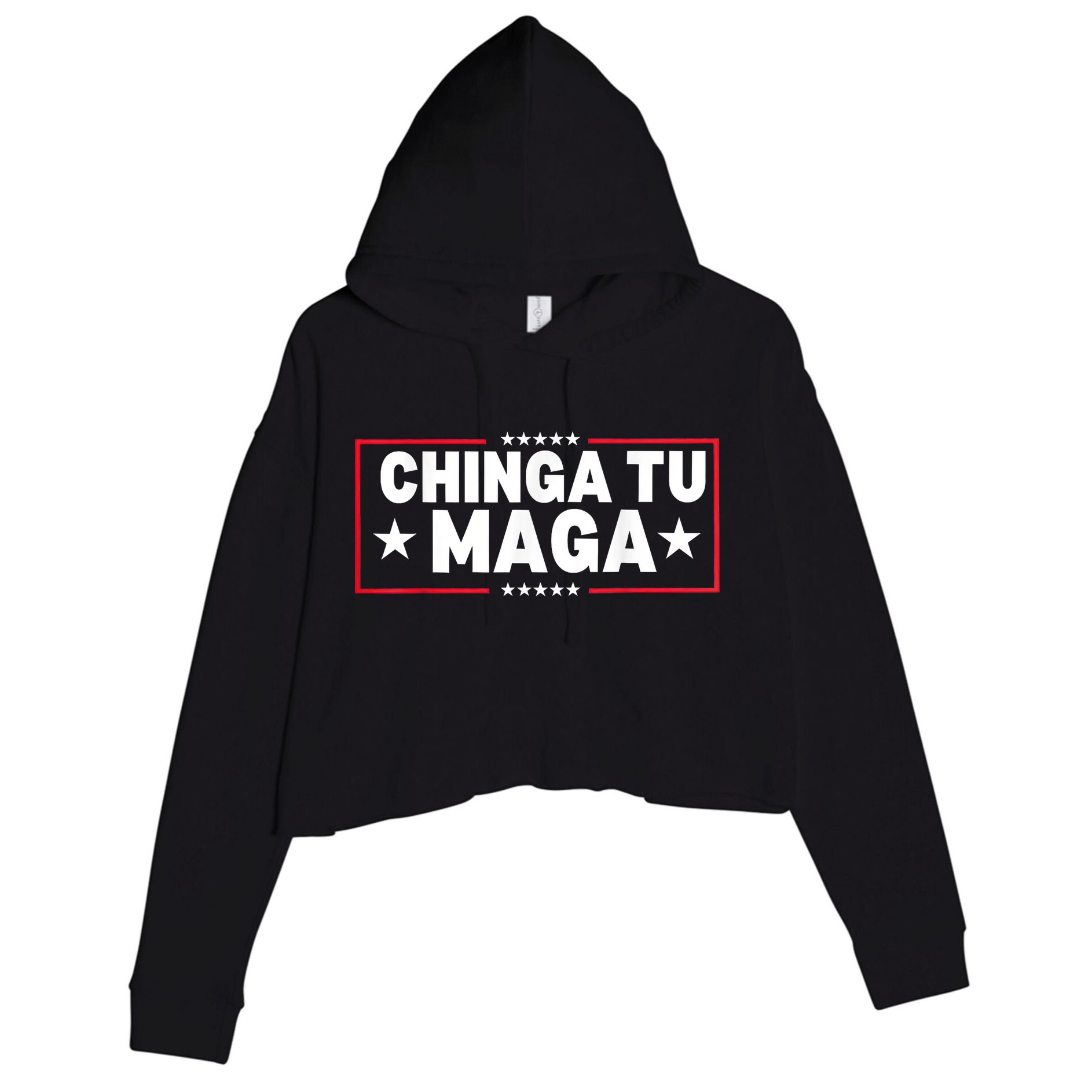 Chinga Tu Maga Election Antitrump Latino Democrat Kamala Crop Fleece Hoodie
