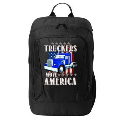 Cool Truckers Move America Semi Truck Distressed Flag City Backpack