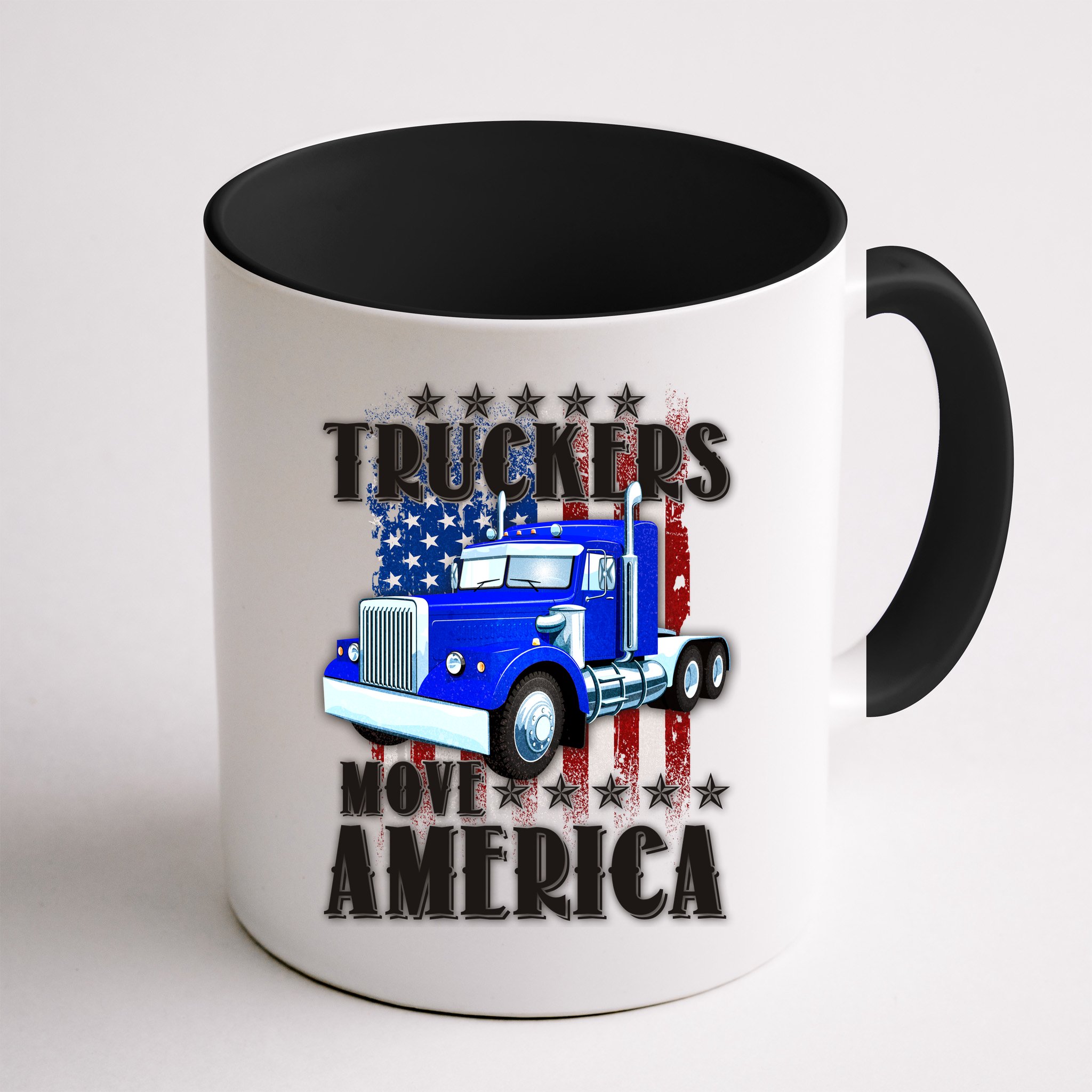 Cool Truckers Move America Semi Truck Distressed Flag Mug