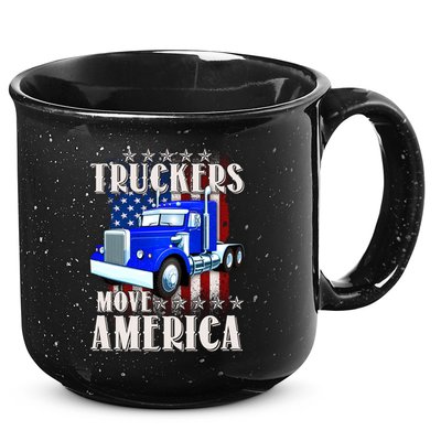 Cool Truckers Move America Semi Truck Distressed Flag 15oz Campfire Ceramic Mug