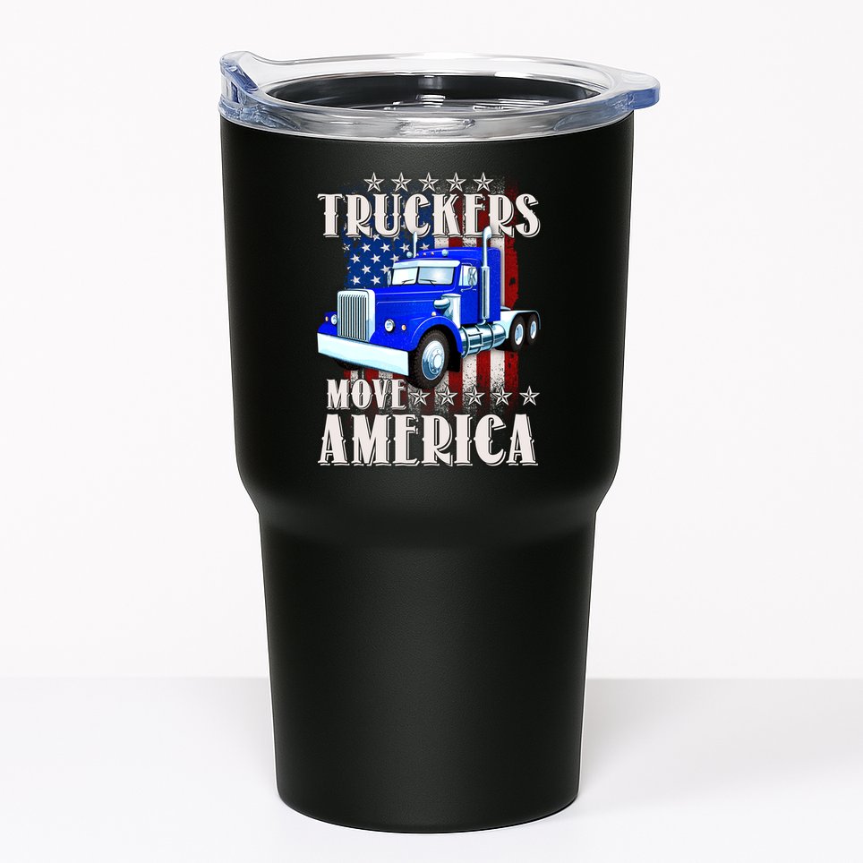 Cool Truckers Move America Semi Truck Distressed Flag Tumbler