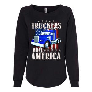 Cool Truckers Move America Semi Truck Distressed Flag Womens California Wash Sweatshirt