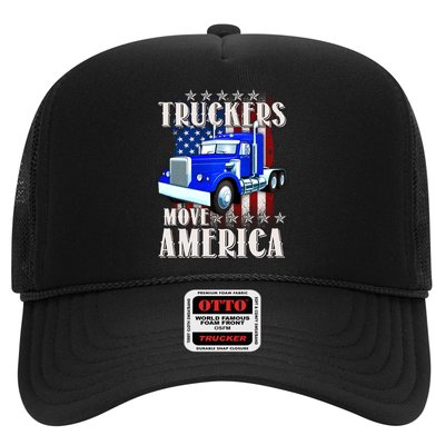 Cool Truckers Move America Semi Truck Distressed Flag Trucker Hat