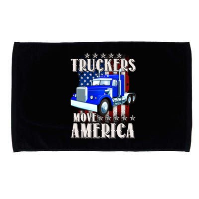 Cool Truckers Move America Semi Truck Distressed Flag Microfiber Hand Towel