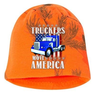 Cool Truckers Move America Semi Truck Distressed Flag Kati - Camo Knit Beanie