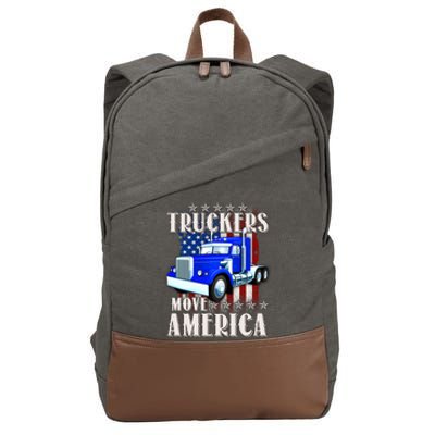 Cool Truckers Move America Semi Truck Distressed Flag Cotton Canvas Backpack