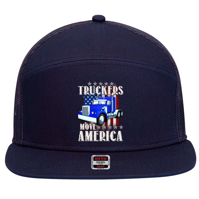 Cool Truckers Move America Semi Truck Distressed Flag 7 Panel Mesh Trucker Snapback Hat