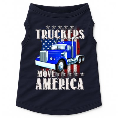 Cool Truckers Move America Semi Truck Distressed Flag Doggie Tank