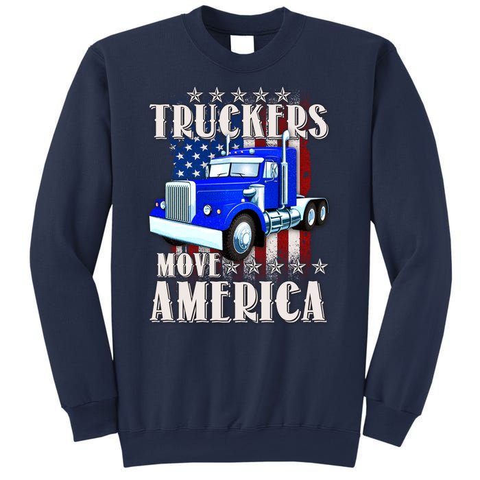 Cool Truckers Move America Semi Truck Distressed Flag Sweatshirt