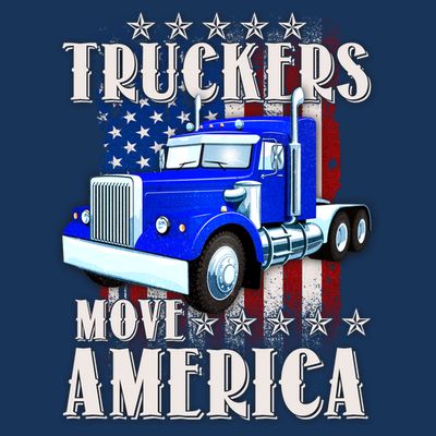 Cool Truckers Move America Semi Truck Distressed Flag T-Shirt
