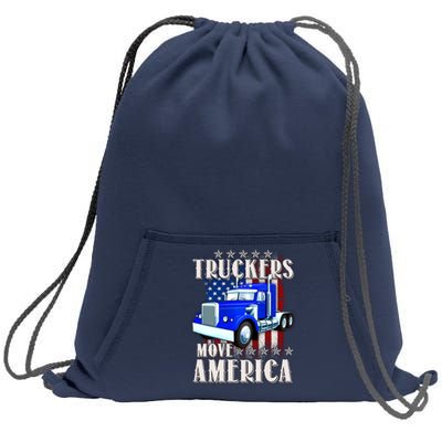 Cool Truckers Move America Semi Truck Distressed Flag Sweatshirt Cinch Pack Bag