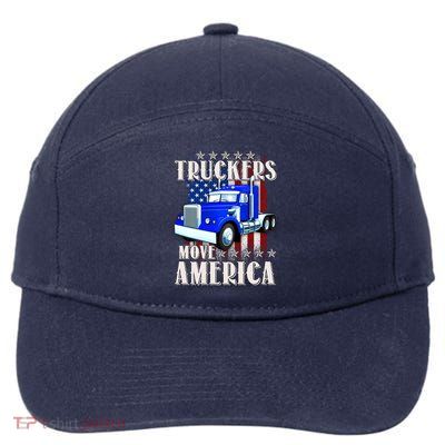 Cool Truckers Move America Semi Truck Distressed Flag 7-Panel Snapback Hat