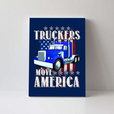 Cool Truckers Move America Semi Truck Distressed Flag Canvas