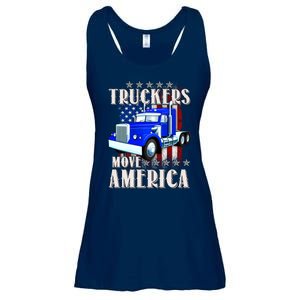 Cool Truckers Move America Semi Truck Distressed Flag Ladies Essential Flowy Tank