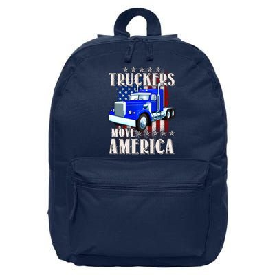 Cool Truckers Move America Semi Truck Distressed Flag 16 in Basic Backpack