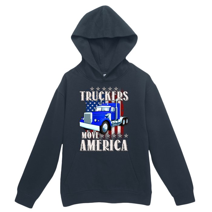 Cool Truckers Move America Semi Truck Distressed Flag Urban Pullover Hoodie