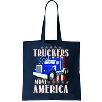 Cool Truckers Move America Semi Truck Distressed Flag Tote Bag