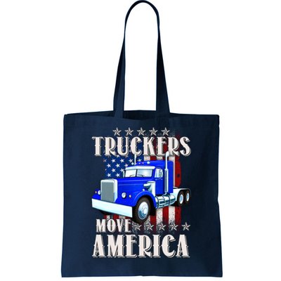 Cool Truckers Move America Semi Truck Distressed Flag Tote Bag