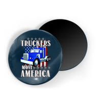 Cool Truckers Move America Semi Truck Distressed Flag Magnet