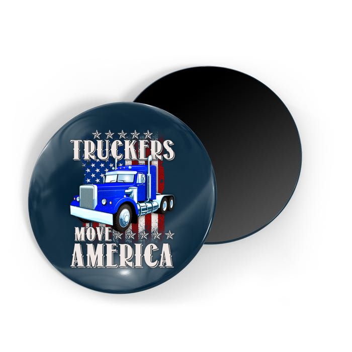 Cool Truckers Move America Semi Truck Distressed Flag Magnet