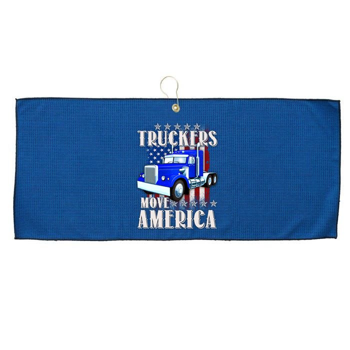 Cool Truckers Move America Semi Truck Distressed Flag Large Microfiber Waffle Golf Towel