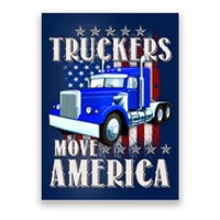 Cool Truckers Move America Semi Truck Distressed Flag Poster