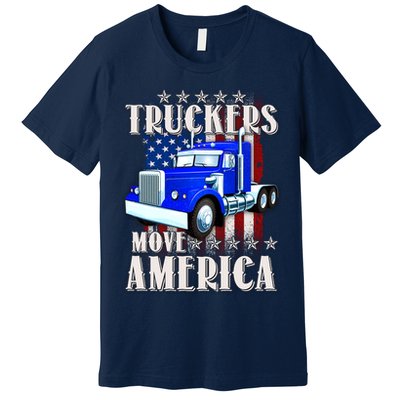 Cool Truckers Move America Semi Truck Distressed Flag Premium T-Shirt