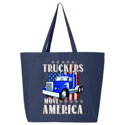 Cool Truckers Move America Semi Truck Distressed Flag 25L Jumbo Tote