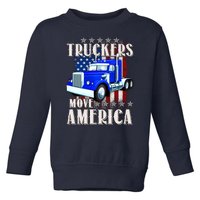 Cool Truckers Move America Semi Truck Distressed Flag Toddler Sweatshirt